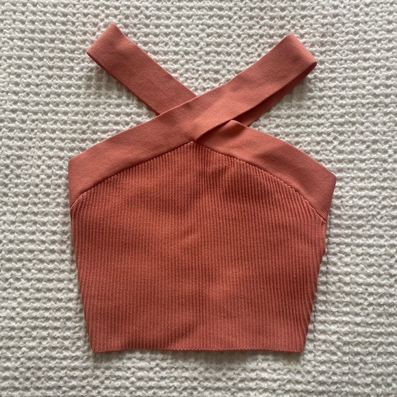 Women's Cross-Back Knit Top - Coral - Picture 3 of 3